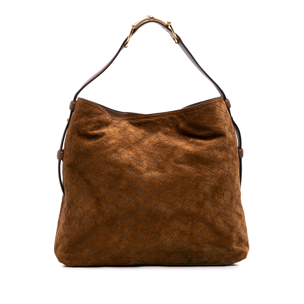 Pre-Loved Gucci Large GG Suede Horsebit Beatrix Hobo
